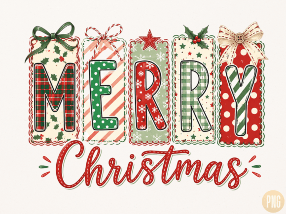 Download Merry Christmas Patchwork Letters PNG | - Christmas Collection