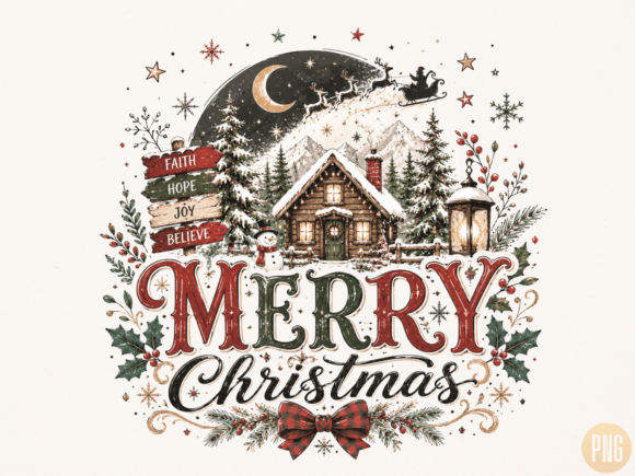 Download Merry Christmas Cozy Cabin PNG - Christmas Collection