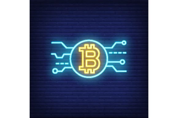 Download Bitcoin Network Neon Sign. Bitcoin Symbo - Neon sign Collection