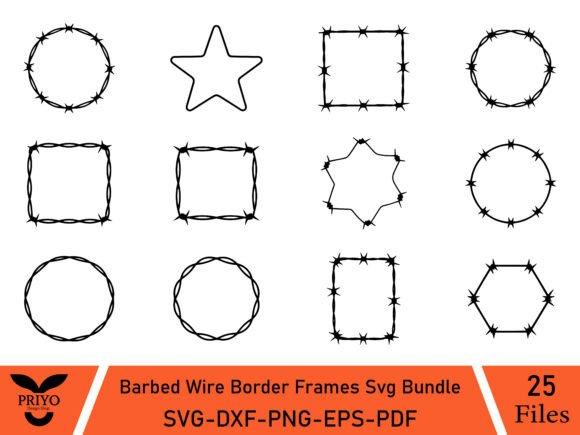 Download Barbed Wire Border Frames Svg Bundle - Wire Collection