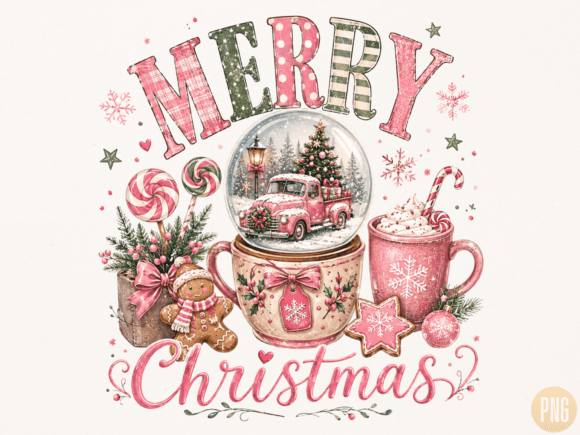 Download Merry Christmas Pink Snow Globe PNG - Christmas Collection