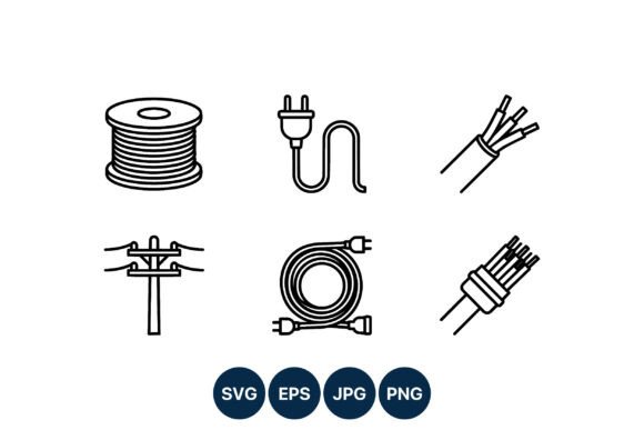 Download Electric Cable Wire Plug Icons Set - Wire Collection