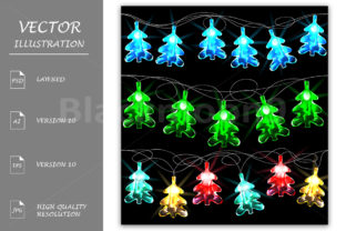 Download Set of Glowing Christmas Trees - Christmas Collection