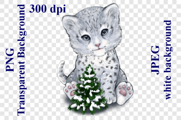 Download Cartoon Cute Snow Leopard Christmas Tree - Christmas Collection