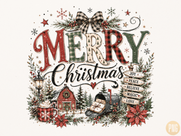 Download Merry Christmas Farmhouse PNG - Christmas Collection