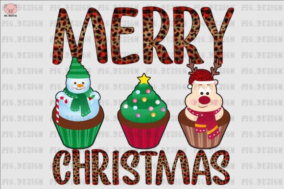 Download Cupcakes Merry Christmas Leopard PNG - Christmas Collection